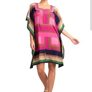Trina Turk Theodara Dress Fushia Navy Olive